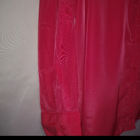 George 3X Red Long Collared Pocketed Top Plus - Picture 2 of 4